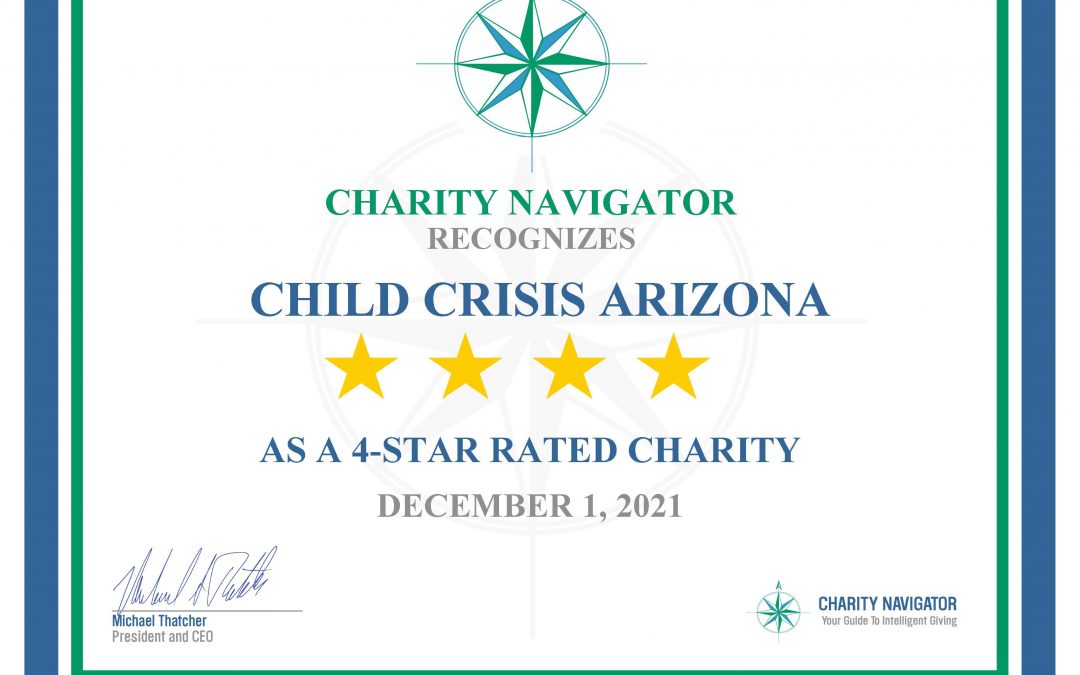 Child Crisis Arizona achieves seventh consecutive 4-star rating through Charity Navigator